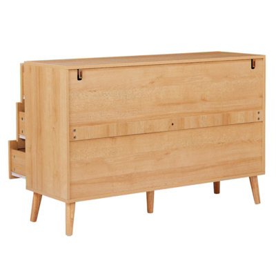 Rattan Chest of 6 Drawers, Clothing Storage Cabinet - Natural