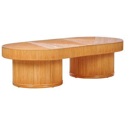 Rattan Coffee Table 150 x 70 cm Light Wood AIROLE