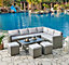 Rattan Corner Group Garden Furniture Set Outdoor Coffee Table Sofa Stool Set, Grey