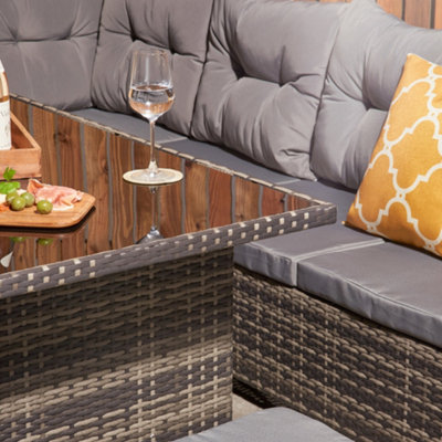 Rattan Corner Sofa Table & Stools Set 9 Seater Garden Furniture
