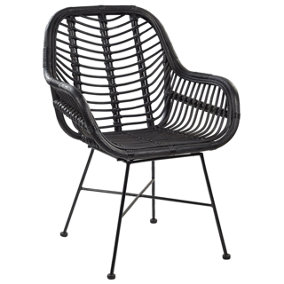 Rattan Dining Chair Black CANORA