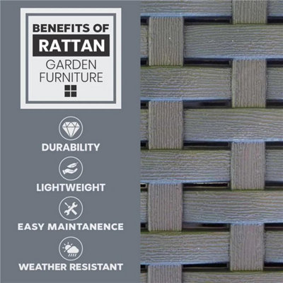 Rattan Effect Armchair with Cushion - Graphite - 4