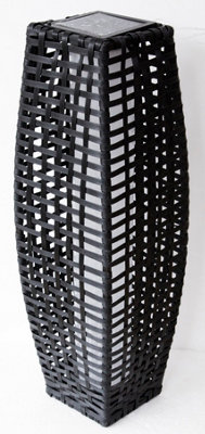 Rattan Effect Solar Garden Lamp - Black Oval