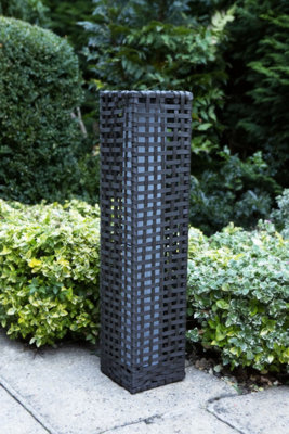 Rattan Effect Solar Garden Lamp - Black