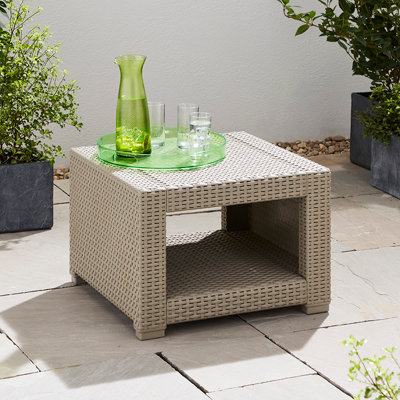 Rattan Effect Square Side Table Grey DIY at B Q