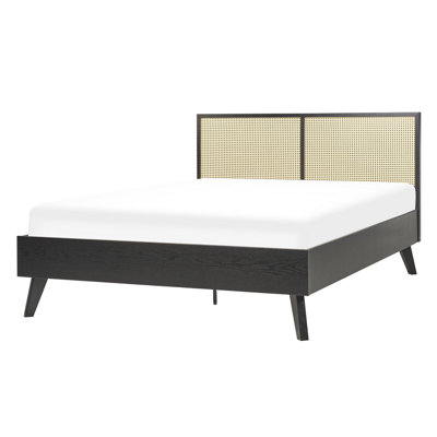 Rattan EU Double Bed Black MONPAZIER