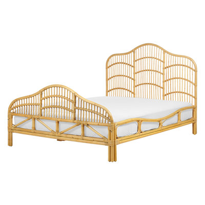 Rattan EU Double Bed Light Wood DOMEYROT