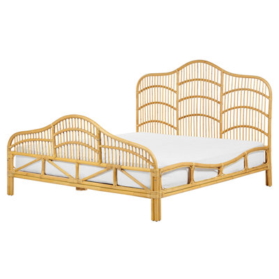 Rattan EU King Size Bed Light Wood DOMEYROT