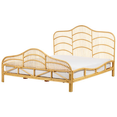 Rattan EU Super King Size Bed Light Wood DOMEYROT