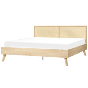 Rattan EU Super King Size Bed Light Wood MONPAZIER