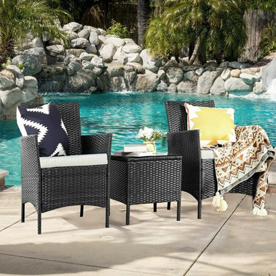 Rattan Furniture Garden Table and Chair Set Rome Black by MCC | DIY at B&Q