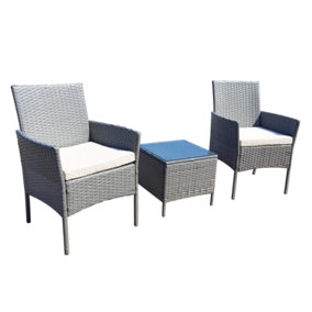 Rattan Furniture Garden Table and Chair Set Rome Grey by MCC