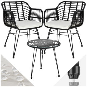 Rattan furniture set Molfetta (2 chairs & 1 table) - black