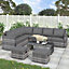 Rattan Garden Furniture Corner Sofa Set, 8 Seater Outdoor Patio Corner Sofa with Coffee Table