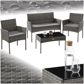 Rattan Garden Furniture Palese - for 4 people, weather resistant - grey