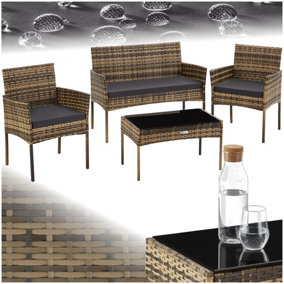 Rattan Garden Furniture Palese - for 4 people, weather resistant - nature