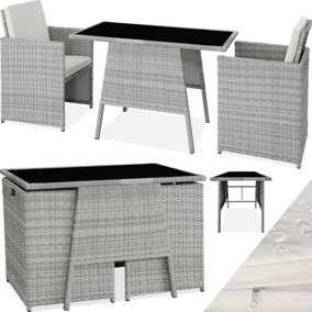 Rattan garden furniture set Lausanne (2 chairs & 1 table) - light grey