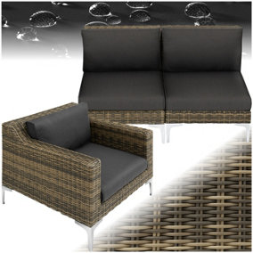 Rattan Garden Furniture Villanova - 2 single chairs and armchair, thick seat cushions - Mottled Anthracite