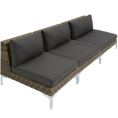 Rattan Garden Furniture Villanova - 3 single chairs, thick seat cushions - Mottled Anthracite