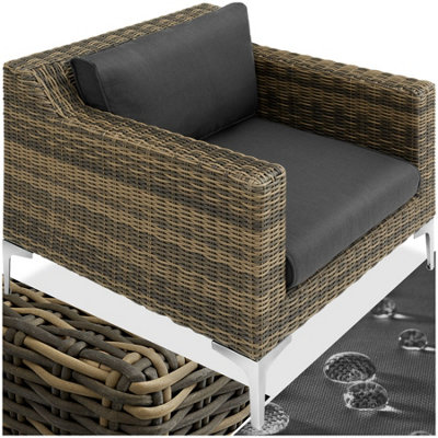 Rattan Garden Furniture Villanova - armchair, thick seat cushion, 85 x 89 x 72 cm - Mottled Anthracite