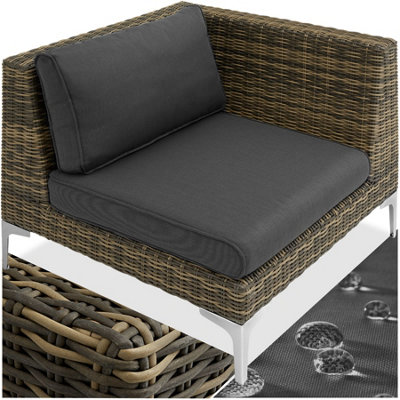 Rattan Garden Furniture Villanova - left corner chair, thick seat cushion, 89 x 89 x 72 cm - Mottled Anthracite