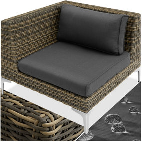 Rattan Garden Furniture Villanova - right corner chair, thick seat cushion, 89 x 89 x 72 cm - Mottled Anthracite