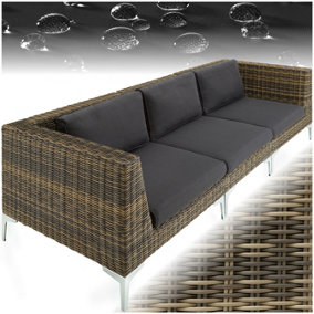 Rattan Garden Furniture Villanova - single chair and corner chairs, thick seat cushions - Mottled Anthracite