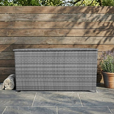 Rattan Garden Storage Box 700L Grey