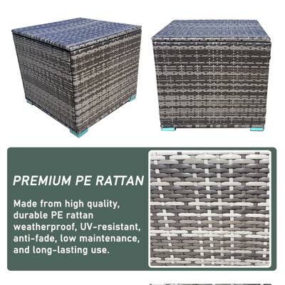 Rattan Garden Storage Box, Waterproof Deck Box with Lid, 333L Storage Basket Box, Gas Pressure Spring - Mix Gray