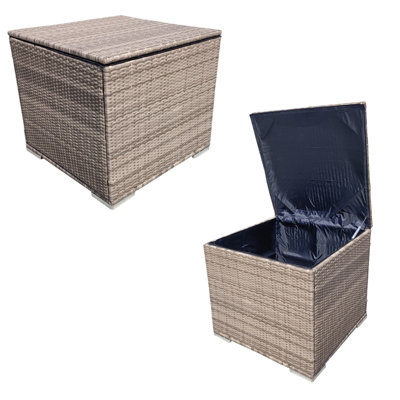 Rattan Garden Storage Box, Waterproof Deck Box with Lid, 333L Storage Basket Box, Gas Pressure Spring - Natural