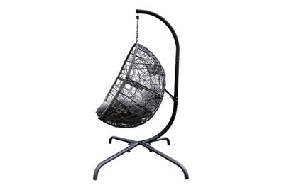Rattan Hanging Egg Chair - Black - 4