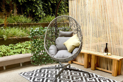 Rattan Hanging Egg Chair - Grey