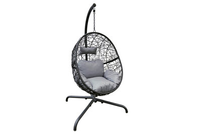 Rattan Hanging Egg Chair - Grey