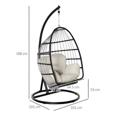 Rattan Hanging Egg Chair with Folding Design