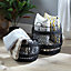 Rattan Indoor Storage Baskets in Black Set of 2 Stackable for Cushions, Blankets & Logs