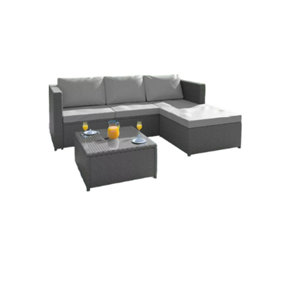 Rattan Lounger And Table (White On Light Grey)