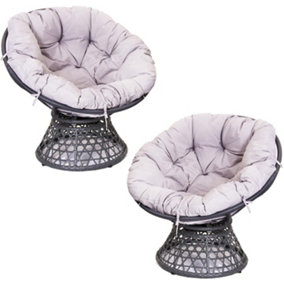 Rattan Nest Swivel Chair With Cushion, Garden Pod Chair - Two Seat Set