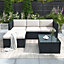Rattan Outdoor Garden Corner Sofa Set, 4 Seater Patio Furniture with Tables and Cushions