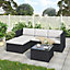 Rattan Outdoor Garden Corner Sofa Set, 4 Seater Patio Furniture with Tables and Cushions