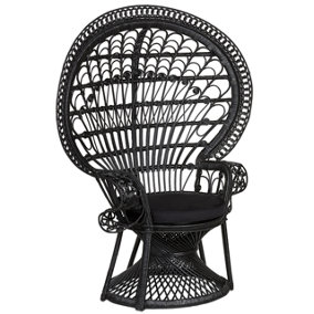 Rattan Peacock Chair Black EMMANUELLE