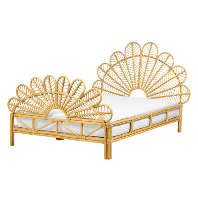 Rattan Peacock EU Double Bed Light Wood FLORENTINE