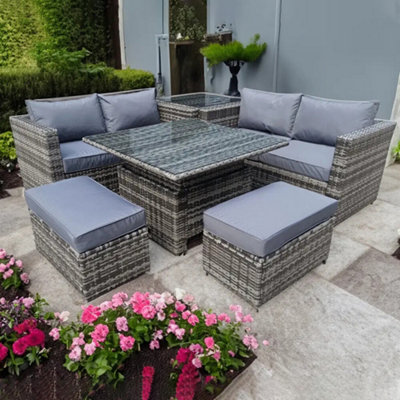 RATTAN RAISING TABLE WICKER CONSERVATORY OUTDOOR GARDEN FURNITURE ...