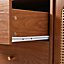 Rattan Sideboard Cabinet for Living Room, Chest of Drawers with with 2 Doors and 3 Drawers, Adjustable shelf, Walnut