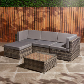 Rattan Sofa & Table Set Corner Garden Furniture 4 Seater Adjustable