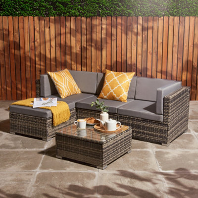 Rattan Sofa Table Set Corner Garden Furniture 4 Seater Adjustable