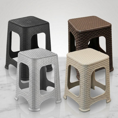 Rattan Step Stool Plastic Large Stool Indoor Outdoor Stackable