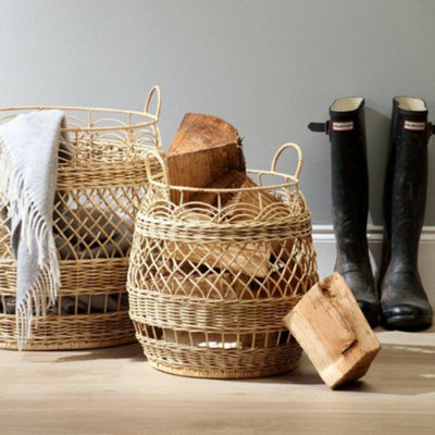 Stackable wicker deals baskets