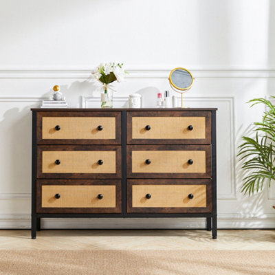 Rattan Storage Cabinet with 6 Drawers