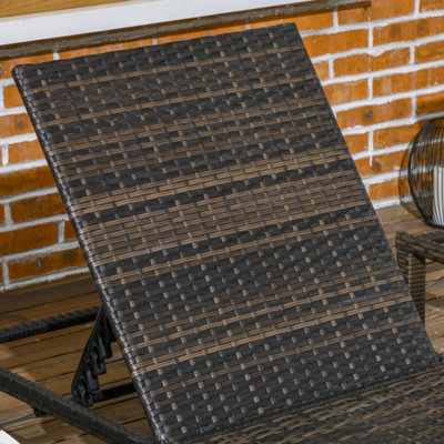 Rattan Sun Loungers Set of 2 w/ 5-Level Adjustable Backrest Headrest Cream White - 8