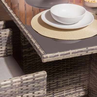 Rattan Table & Chairs Set 8 Seater Cube Garden Furniture & Protective ...